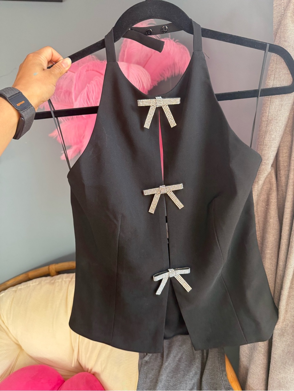 Mable Rhinestone Bow Halter - Picture 2 of 6
